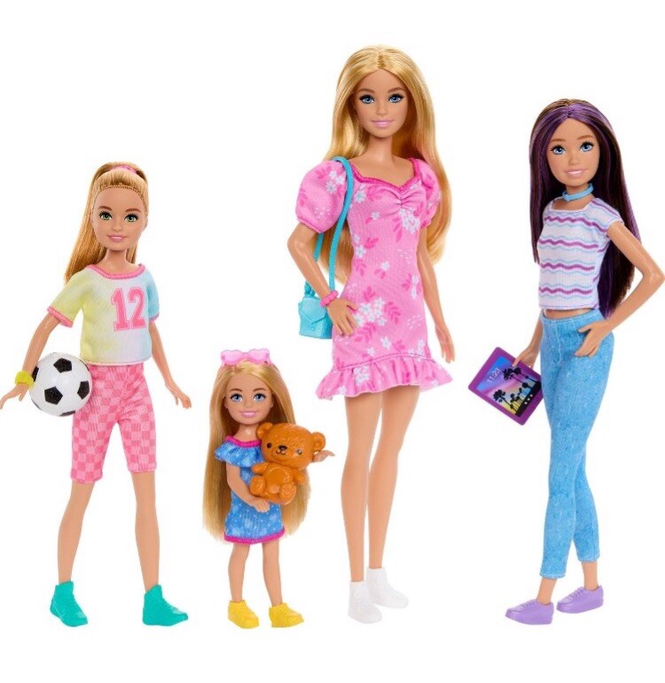 Barbie 12.7” Sisters Doll - Barbie, Skipper, Stacie, and Chelsea set HWJ01