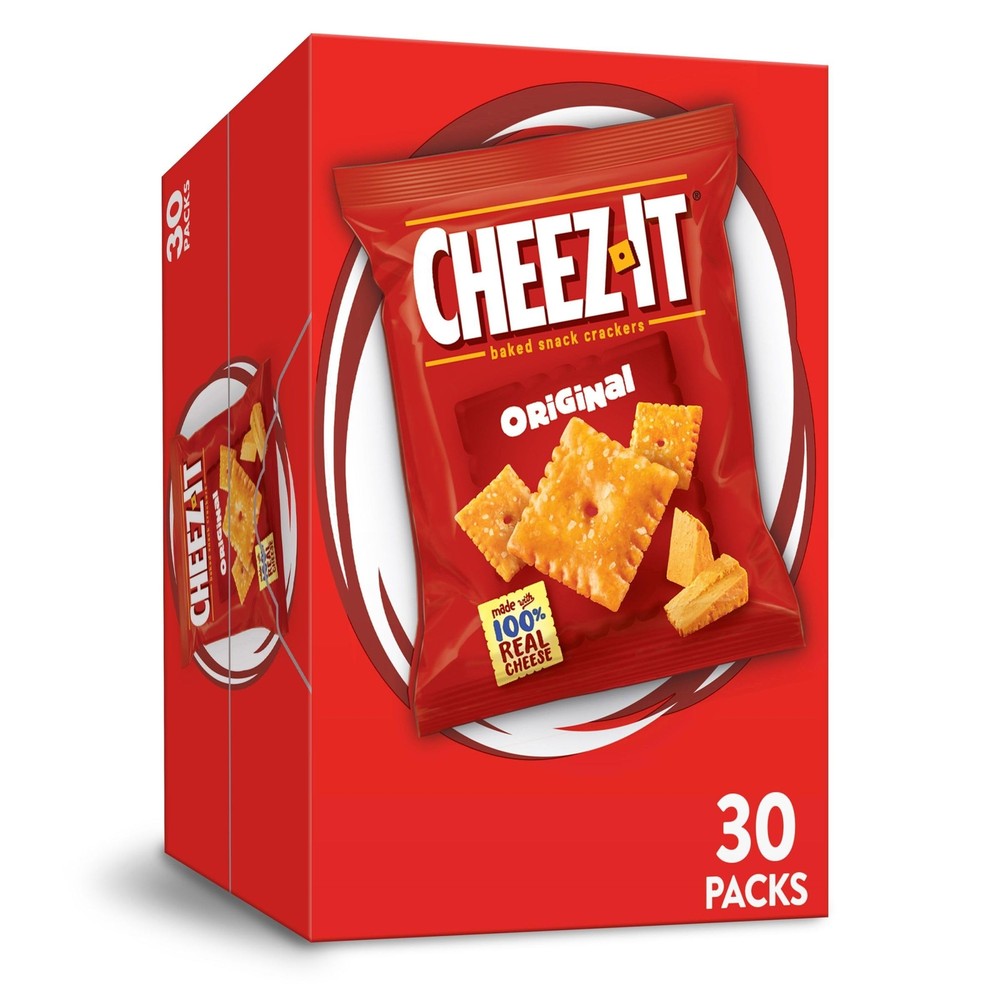 Cheese Crackers, Baked Snack Crackers, Lunch Snacks, Original, 30oz Box (30 P...
