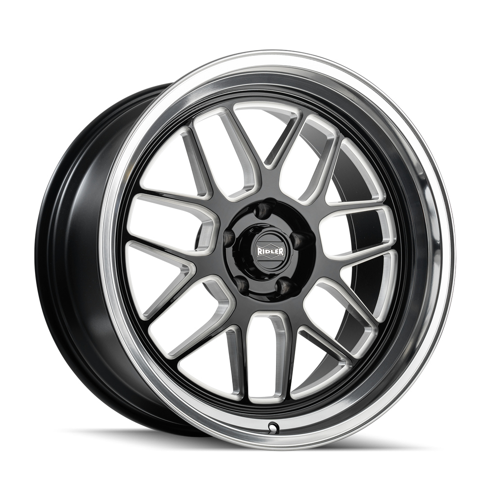 RIDLER 611 611 GLOSS BLACK MILLED WITH DIAMOND CUT LIP 20X8.5 5-127 0MM 83.82MM