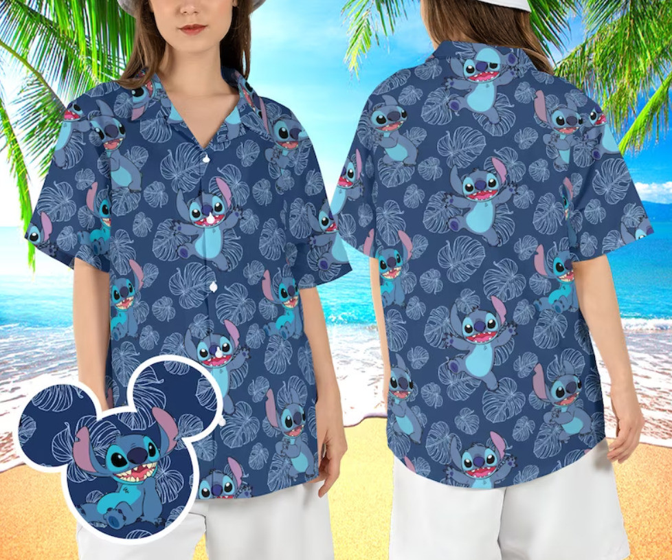 Stitch Tropical Leaves 3D HAWAII SHIRT US Size Best Price Father Day Gift-image