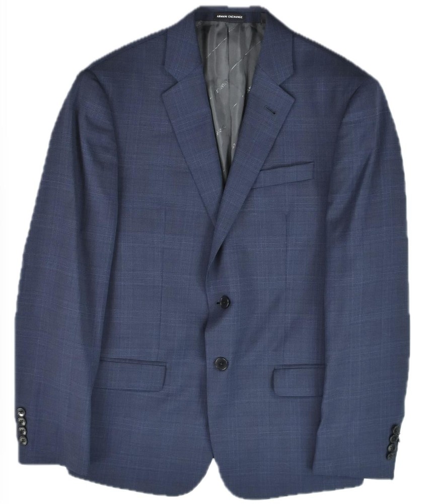 Armani Exchange Mens Plaid Slim Wool Suit Jacket 40 S NEW $475   09GXX00X059920