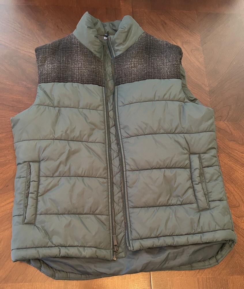 Kenneth Cole Reaction Mens Large Size Navy Blue Puffer Green Down Adult Full Zip-image
