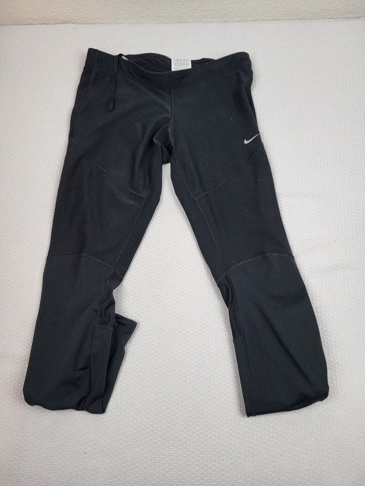 Nike Running Pants Womens Medium Black Dri-Fit Athletic Tech Tights Performance