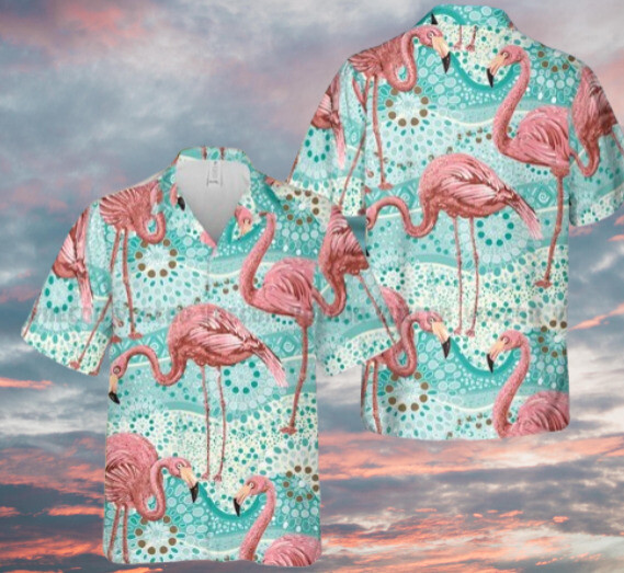 Flamingo Floral Pattern Hawaiian Shirt Flamingo Shirt 3D Hawaiian Aloha Shirt