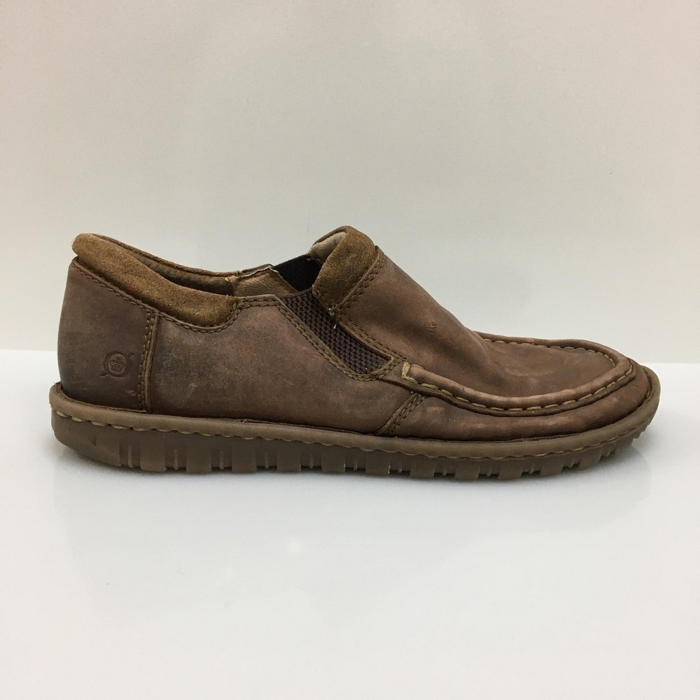 Born Shoes Mens Size 9.5 Brown Slip On Loafers Casual Comfort Leather Moc Toe