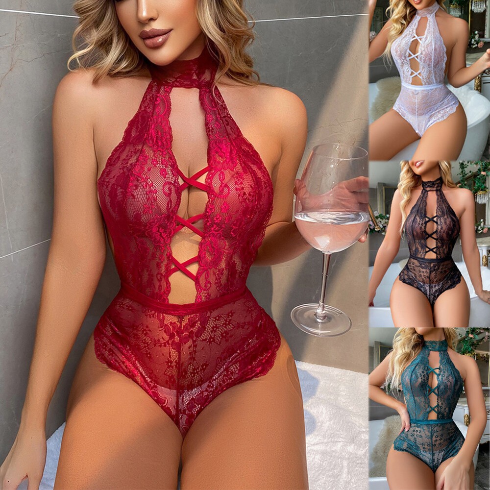 Sexy Halter Babydoll Lingerie Bodysuit for Women