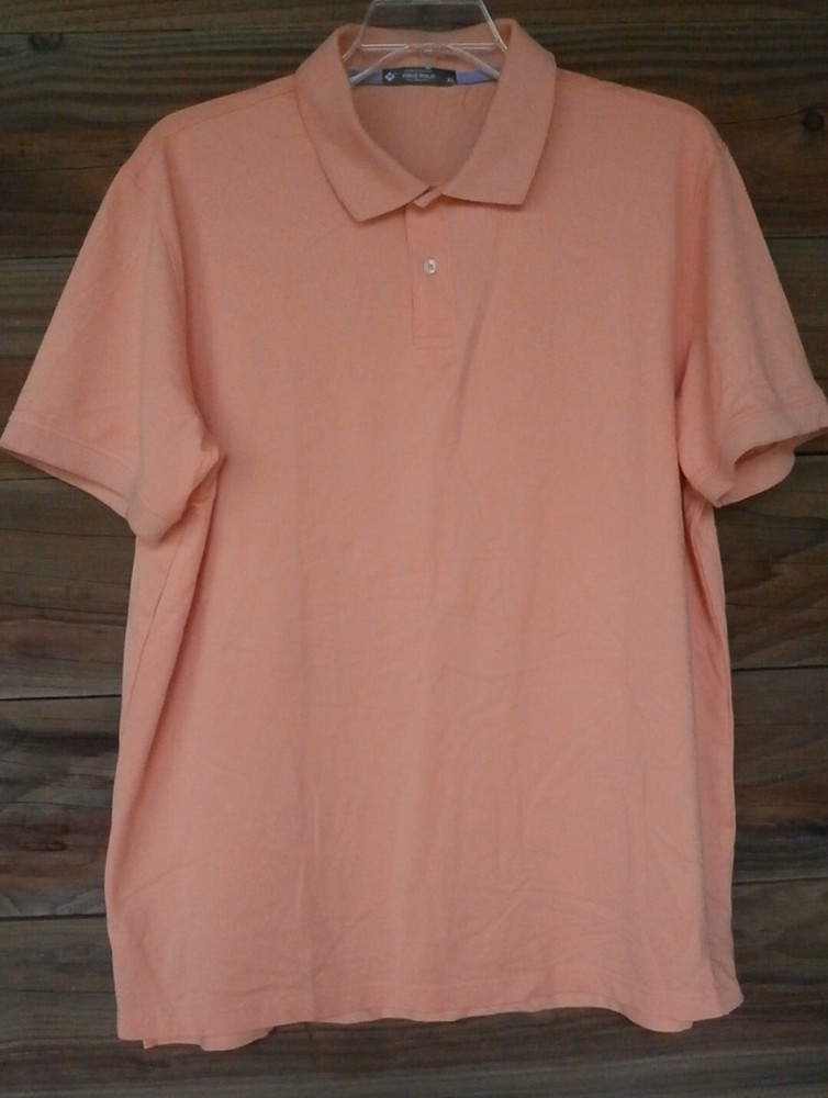 Members Mark Mens XL Orange Stretch Cotton Pique Polo with Side Slits 47 Chest-image