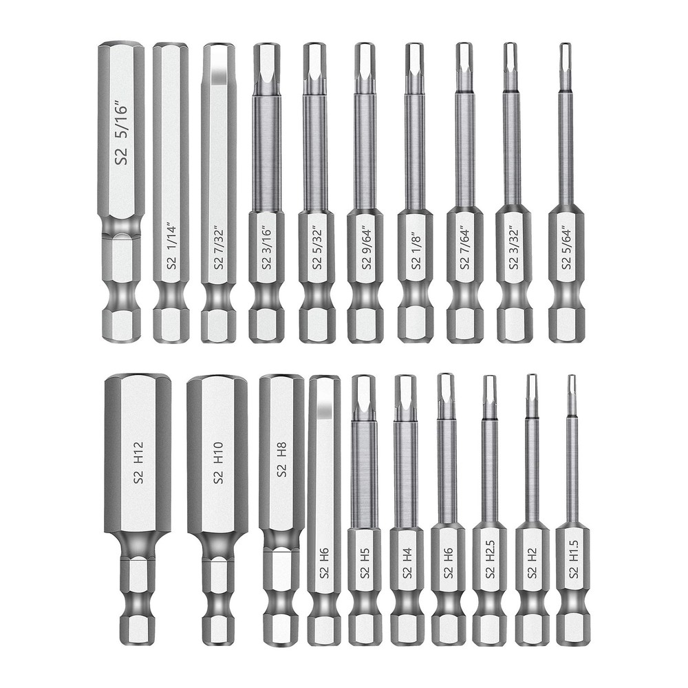 MulWark Hex Head Allen Wrench Drill Bit Set 20PC (10pc Metric & 10pc SAE)