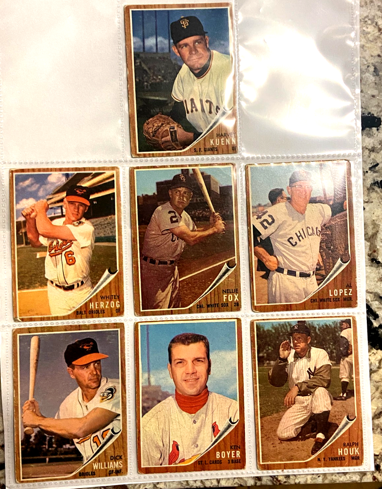 VINTAGE 1962 TOPPS HOF STAR LOT NELLIE FOX WHITEY HERZOG SP RALPH HOUK YANKEES