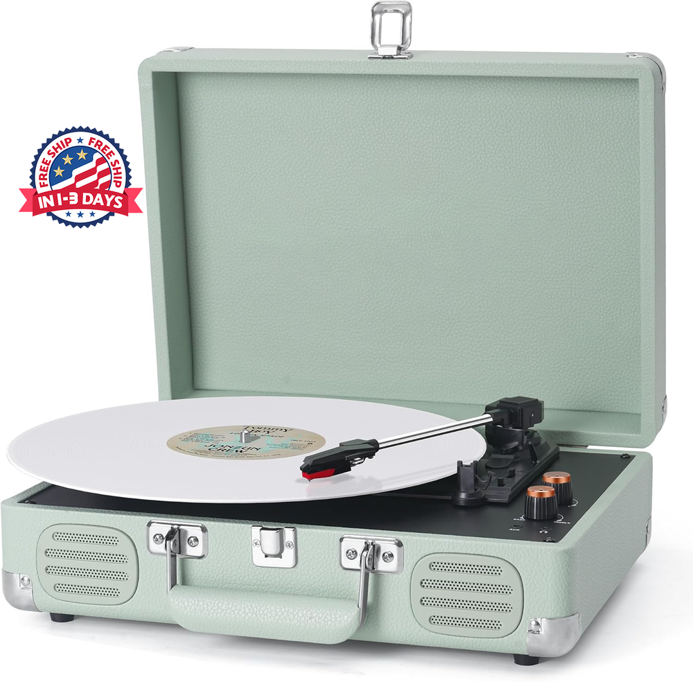 Portátil tocadiscos 3 velocidades Bluetooth con estuche incluido