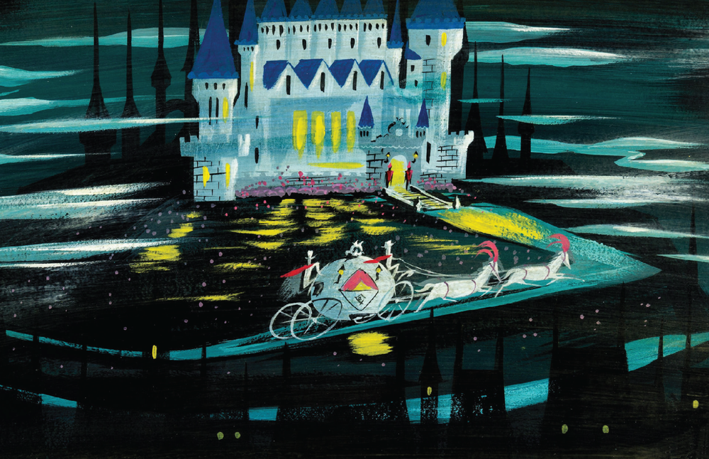 Disney Cinderella Carriage Racing to Castle Concept Art by Mary Blair