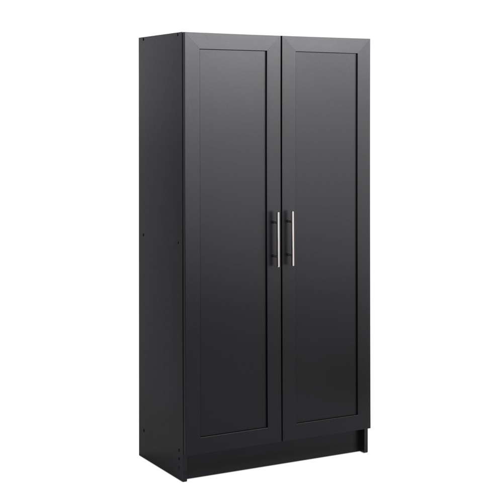 Elite Accent Cabinet with Panel Doors, Black Storage Cabinet, Bathroom Storag...