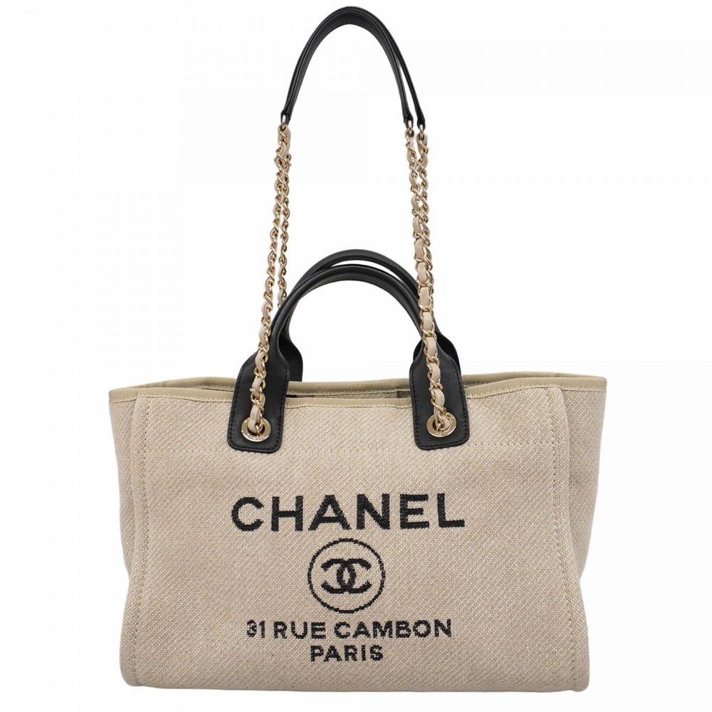 Chanel Deauville Canvas Tote Bag Black 530207