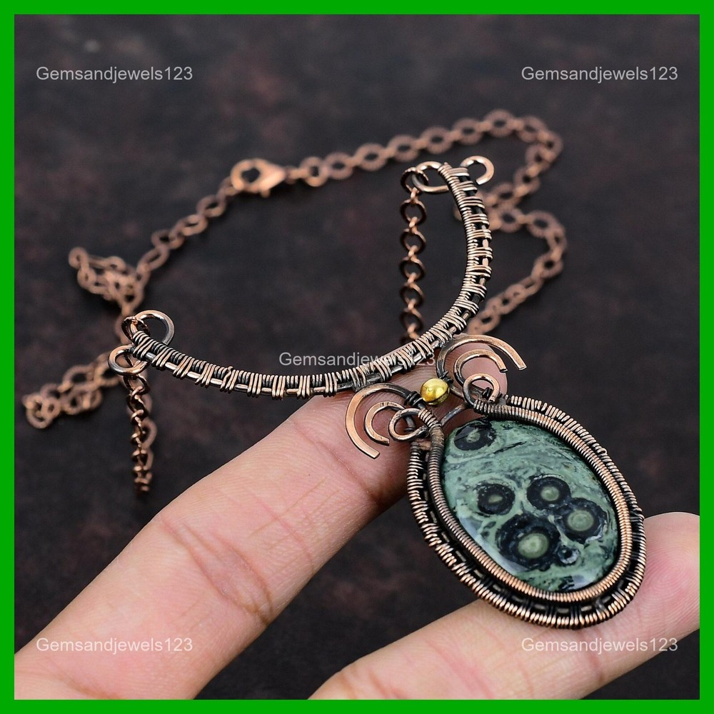Natural Kambaba Jasper Wire Wrapped Necklace in Copper - Mother's Day Sale-image
