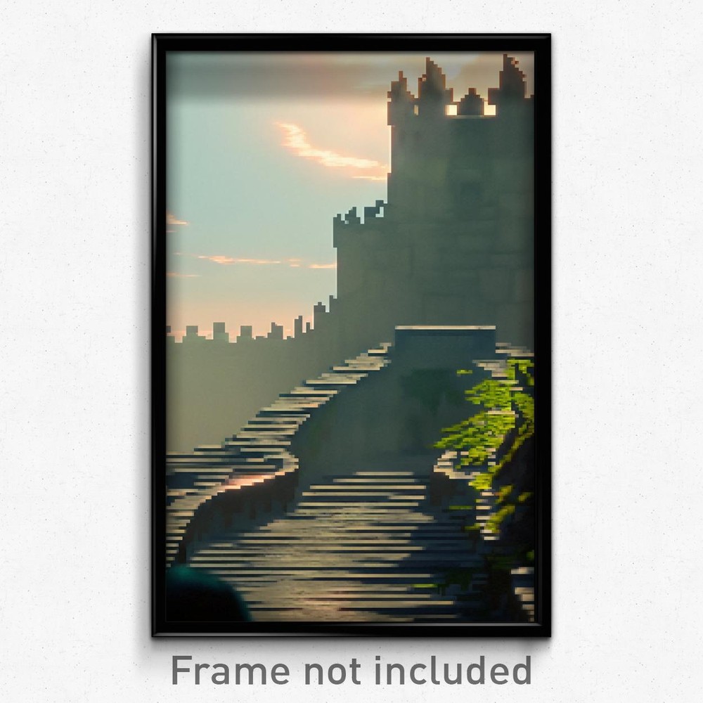 8-Bit Acidic Ramparts Pixel Art Poster - Psychedelic Trippy Gamer Print