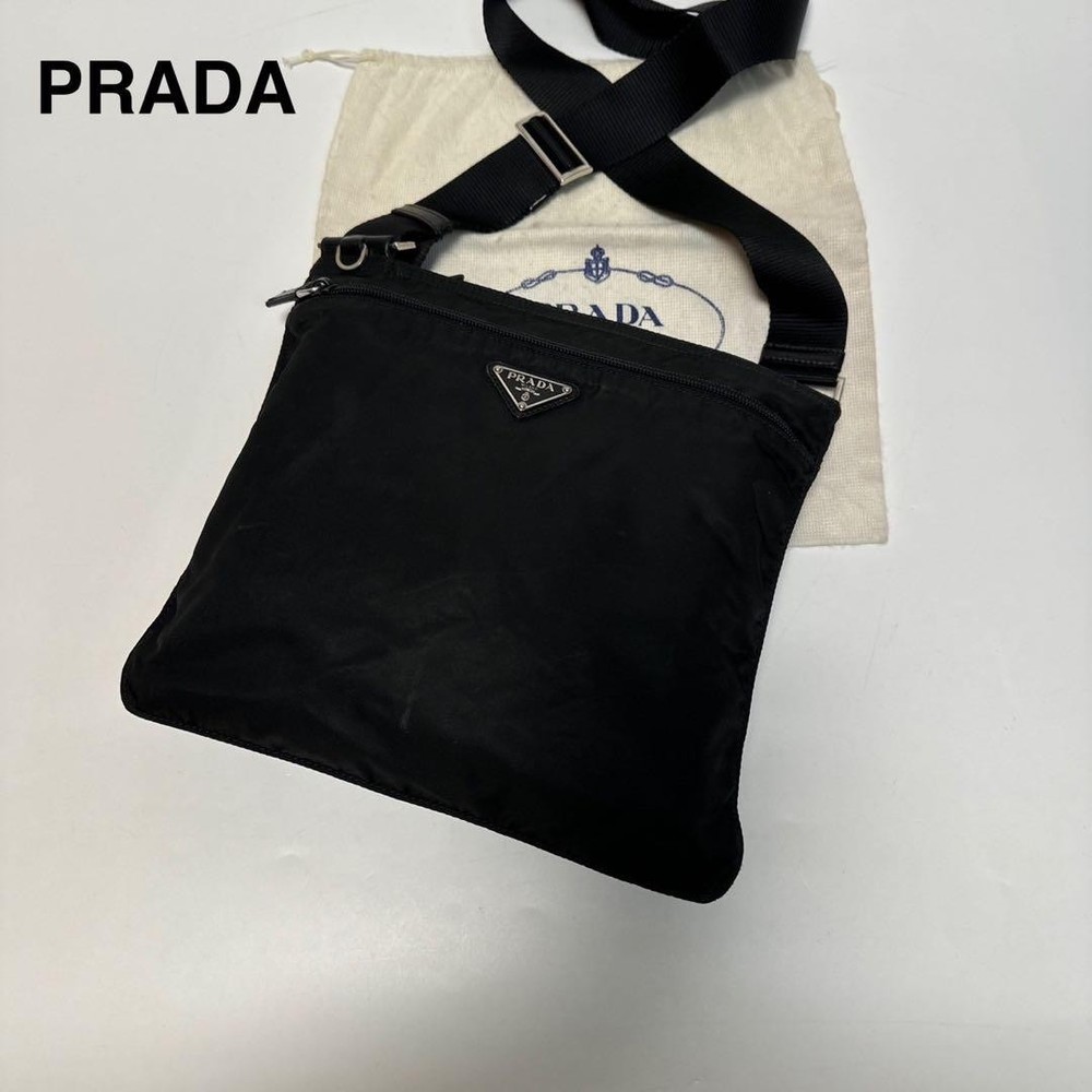 Prada Black Nylon Triangle Logo Crossbody Bag J83