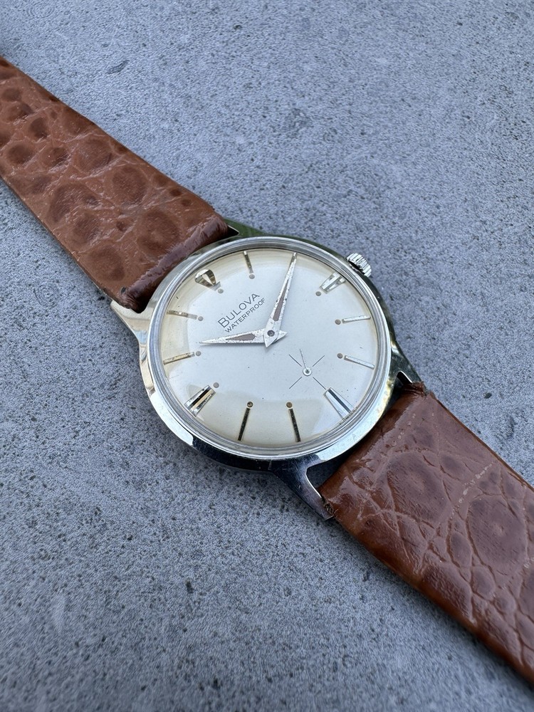 1964 Bulova Surf King EW Vintage Mens Watch Gold Tone Case  