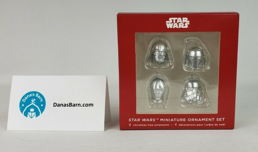 2020 Hallmark Star Wars Mini Darth Vader & Boba Fett Helmets Ornament