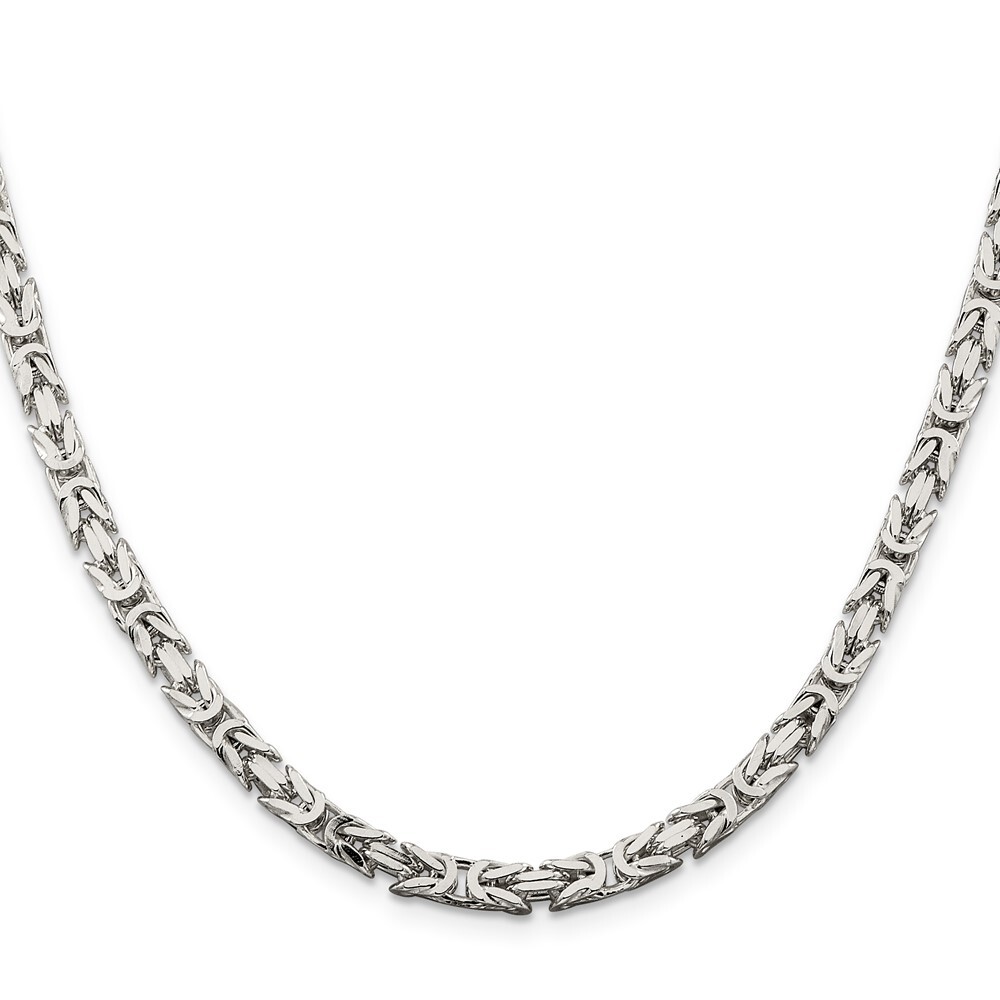 Elegant 4.25mm Sterling Silver Byzantine Chain Necklace for Women, 30