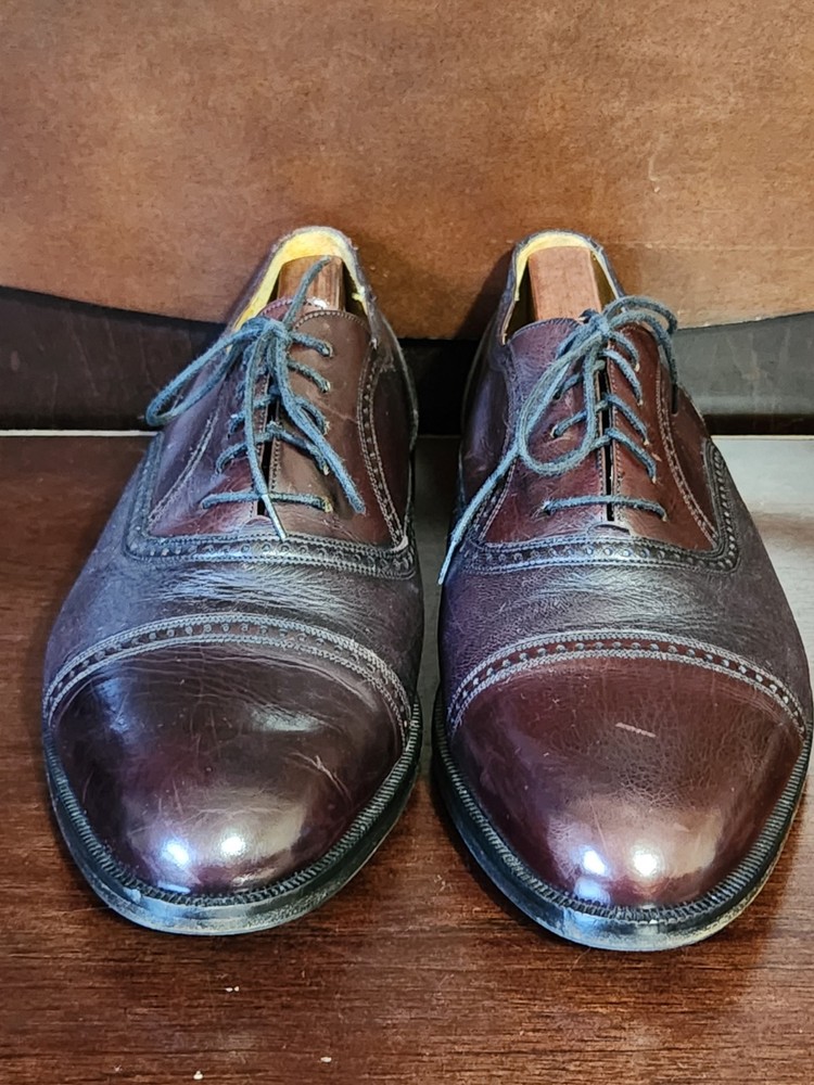 Mezlan Florence Brown Leather Cap-Toe Oxford Shoe Made In Spain Mens Size 11 W