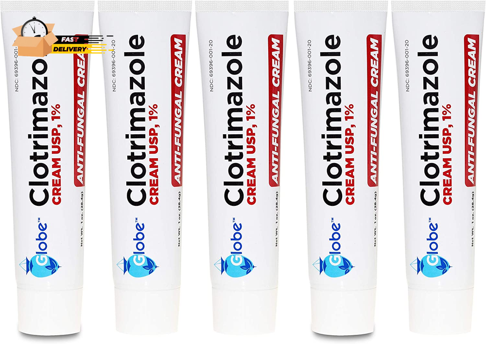 5-Pack Clotrimazole 1% Antifungal Cream 1 Oz for Itch & Burn Relief