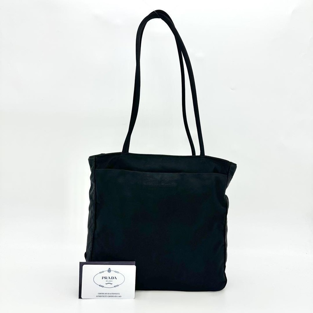 RARE PRADA Black Nylon Tote Shoulder Bag Vintage