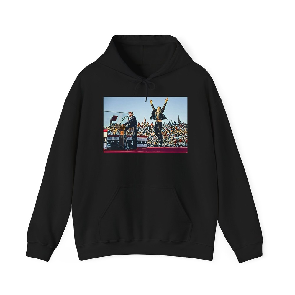 Donald Trump Elon Musk Graphic Print Art LS Unisex Heavy Blend Hooded Sweatshirt