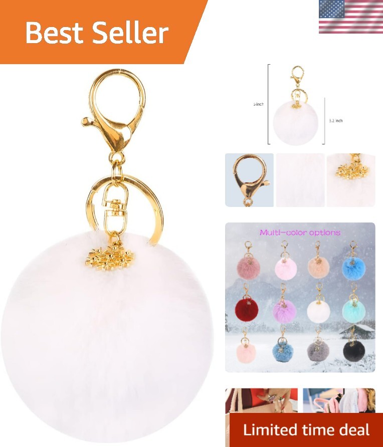 Fluffy Pom Pom Keychain Artificial Fur Ball Charm for Bags Cars