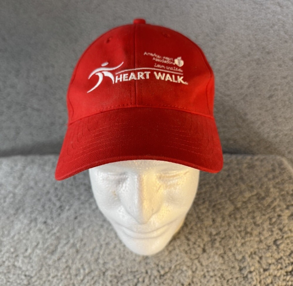 American Heart Association Heart Walk Baseball Hat Buckle Strapback Cap - Red