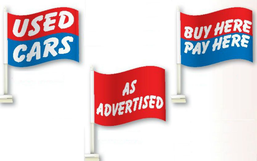 Auto Dealer Window Clip On Flags, Used Car Flags, a dozen (12) Clip-on Flags