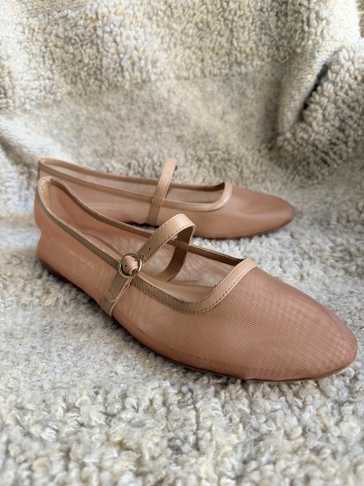 NEW Antonio Melani Remmie Mesh Mary Jane Flats US 11 Tan