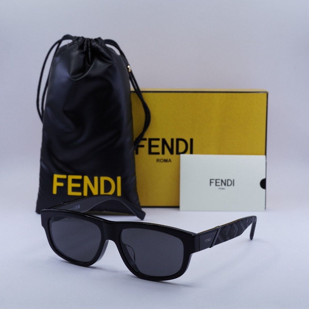 Fendi FE40157F 01A Shiny Black/Grey 57-16-150 Sunglasses New Authentic