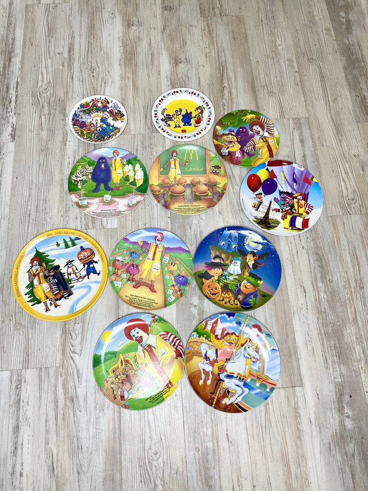 18pc Lot VINTAGE 1977-2000 McDonald’s Melamine & Glass Plate Collector Plates
