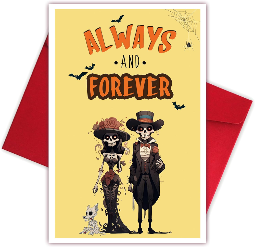 Funny Skeleton Halloween Card for Husband Wife, Romantic Anniversary Valentine'S