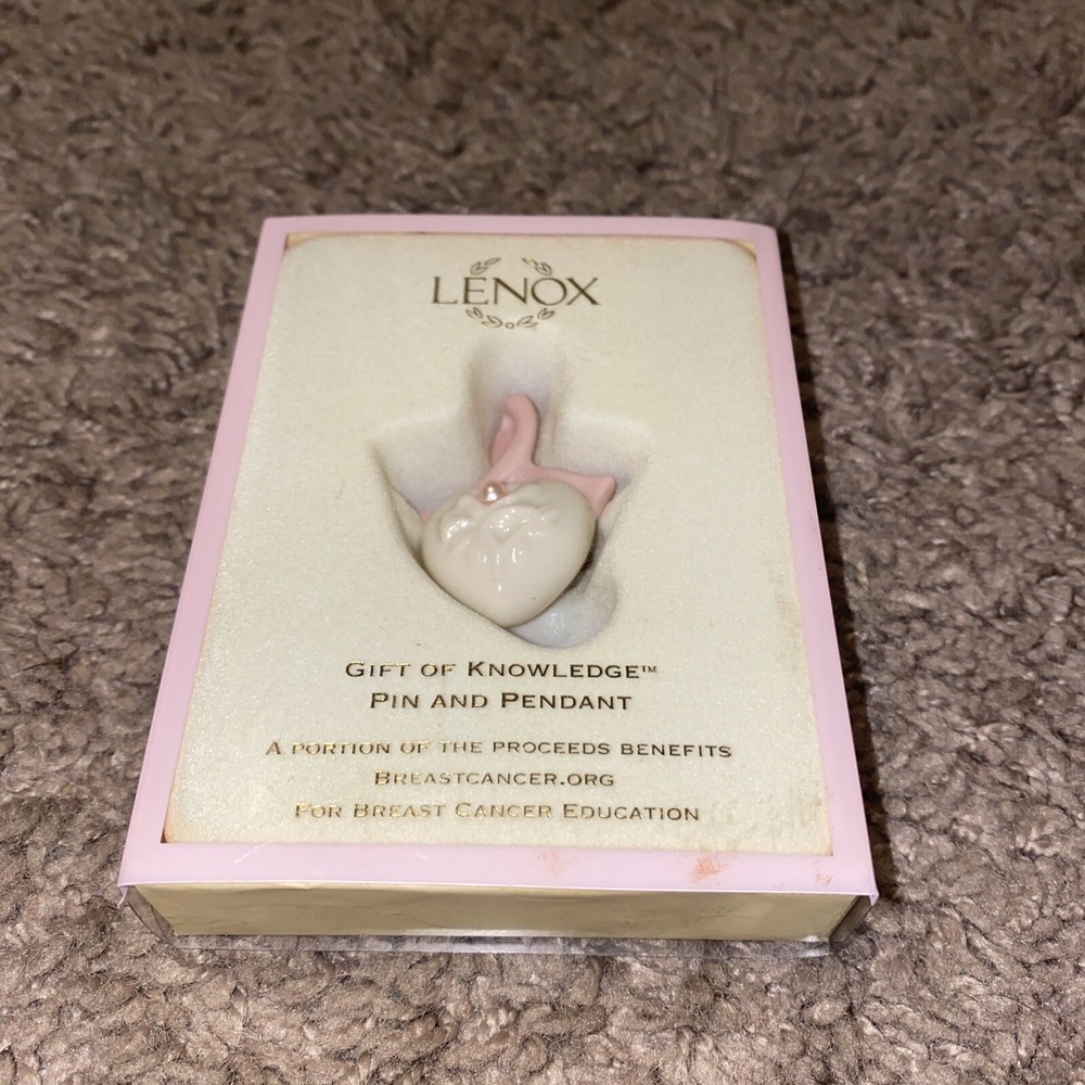 LENOX Gift of Knowledge Breast Cancer Awareness Pin and Pendant in Box