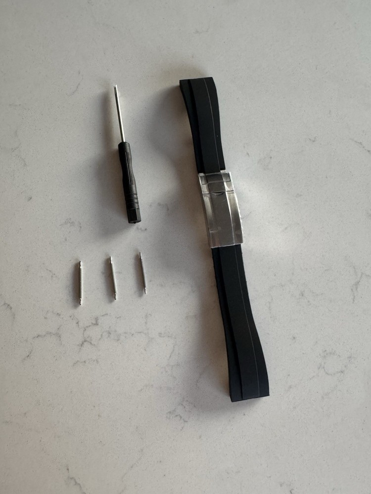 Oysterflex Rubber Strap 20mm Black for Rolex with Clasp High Quality
