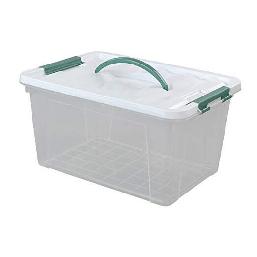 14 Quart Clear Storage Bin with Lid and Handle, Multipurpose Organizer, 1 Pack