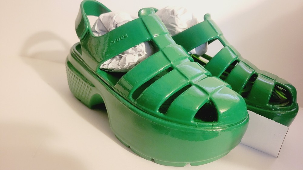 NEW CROCS STOMP FISHERMAN SANDAL HIGH SHINE 210057 GREEN 4m-6w Free Shipping!