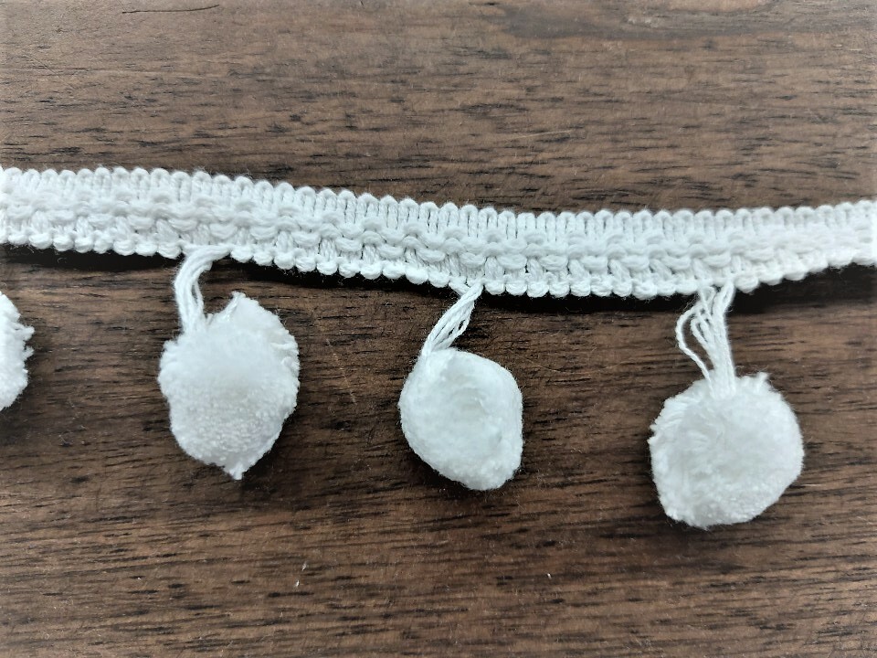 2 Yds  Large Pom Pom Tape Trim Color- Black, White