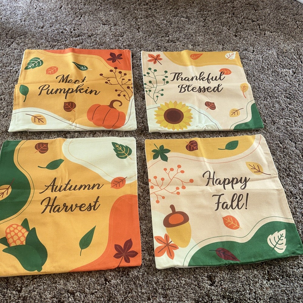 Fall Decorations for Home, Fall Pillow Covers 18x18 Set of 4, Fall01