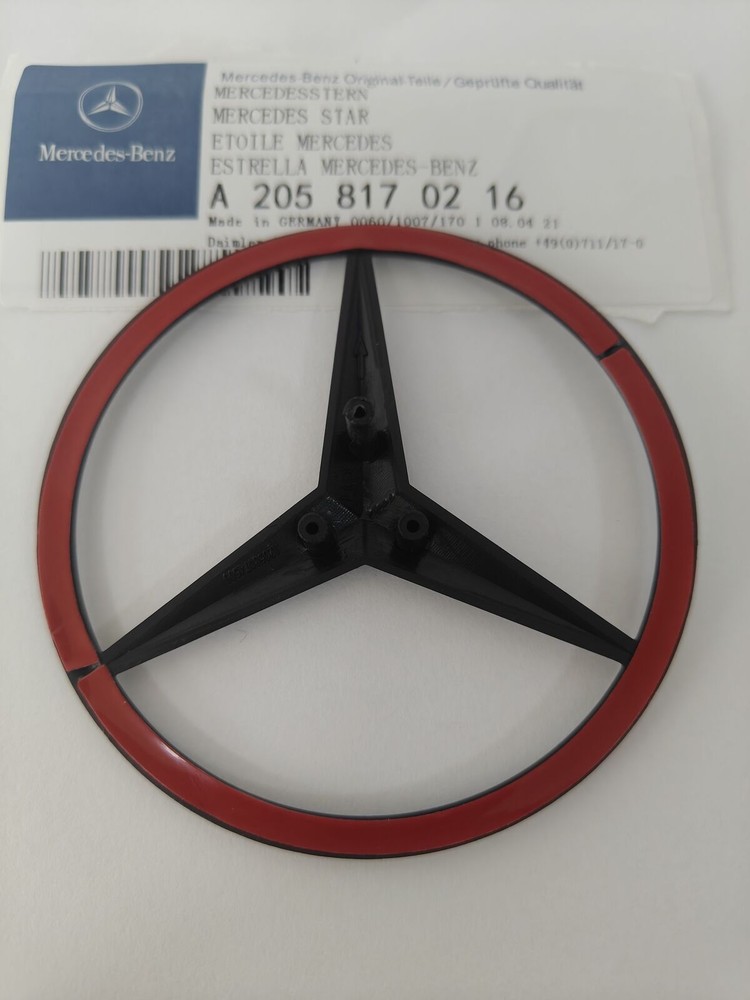 GLOSS BLACK Star Emblem Rear Trunk Lid Logo Badge AMG C300 COUPE C205