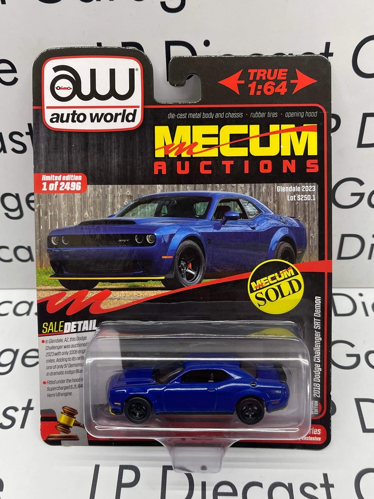AUTO WORLD 2018 Dodge Challenger SRT Demon Indigo Blue 1:64 Diecast Mecum Auctio