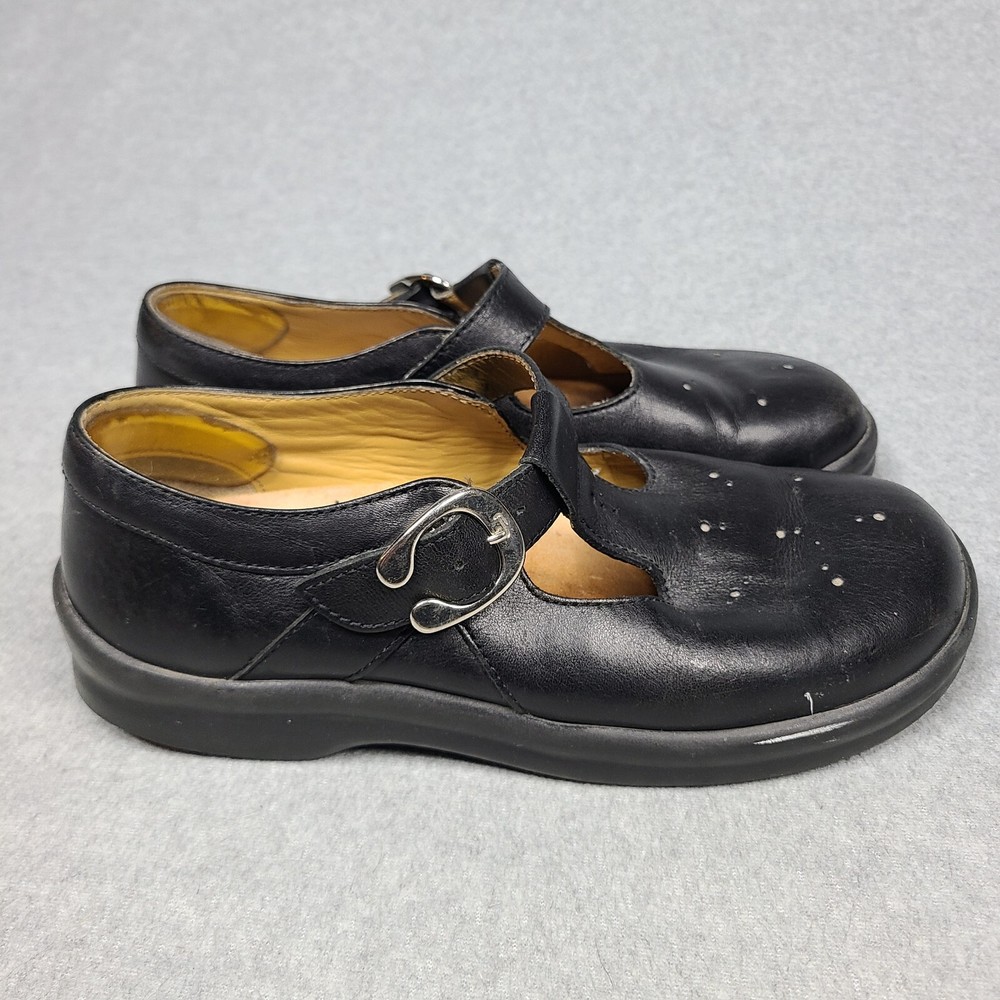 Footprints by Birkenstock T Strap Mary Jane Style Shoes Black Leather Size 37