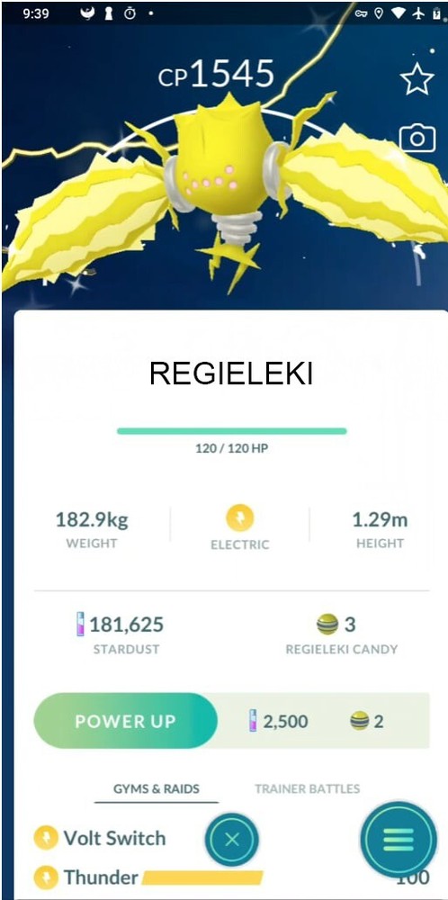Shiny Regieleki Legendary TRADE 1 Mil Stardust Check Desc