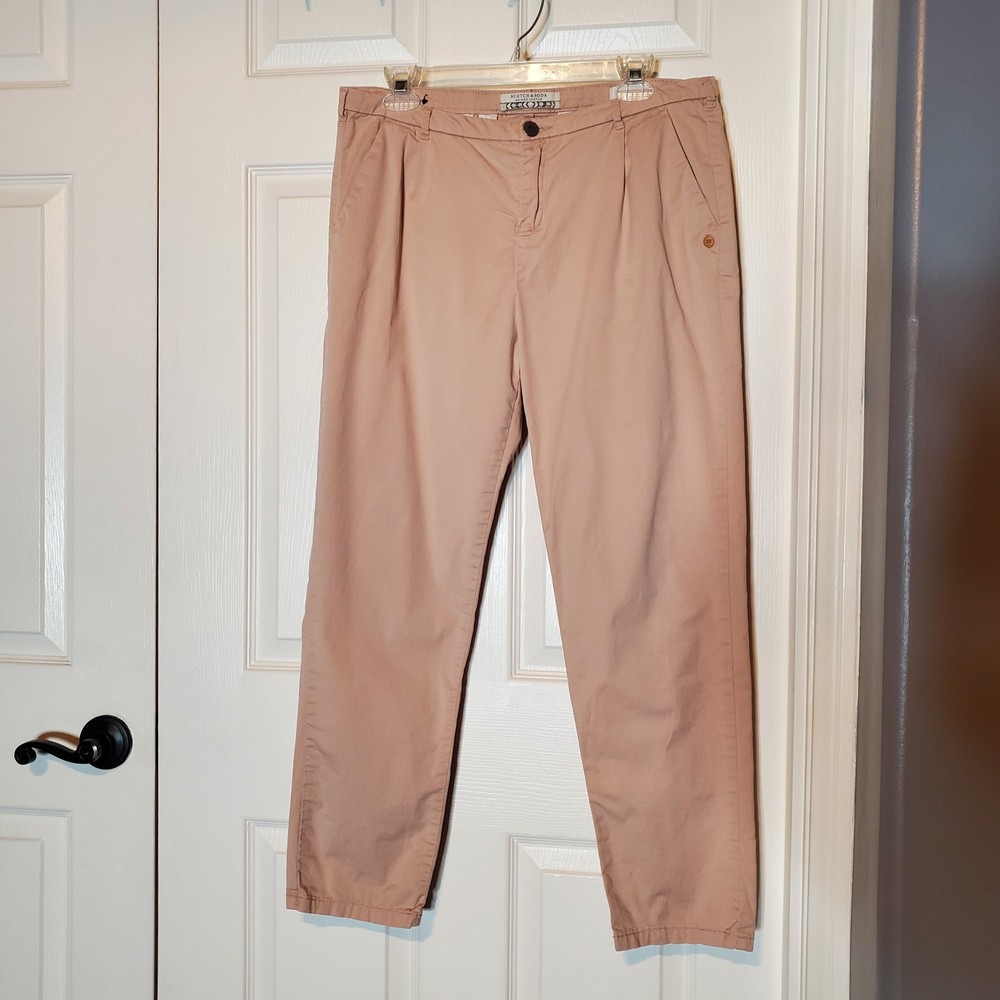 Scotch & Soda Maison Scotch Chino Pants Peach Pink Size 29X32 Pleated Front