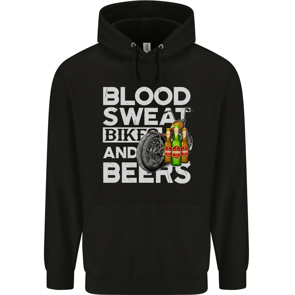 Blood Sweat Bikes & Beer Funny Motorcycle Mens 80% Cotton Hoodie