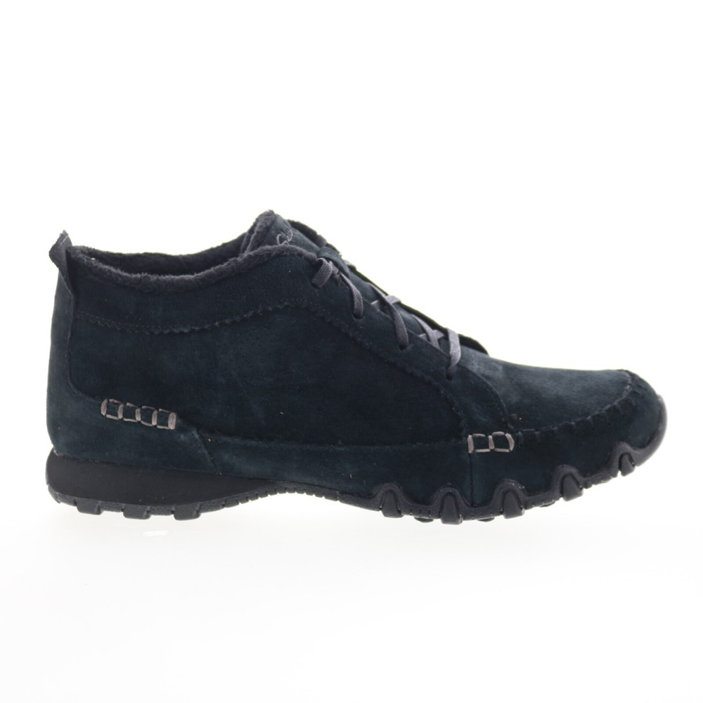 Skechers Bobs Bikers Lineage 44706 Womens Black Suede Casual Dress Boots