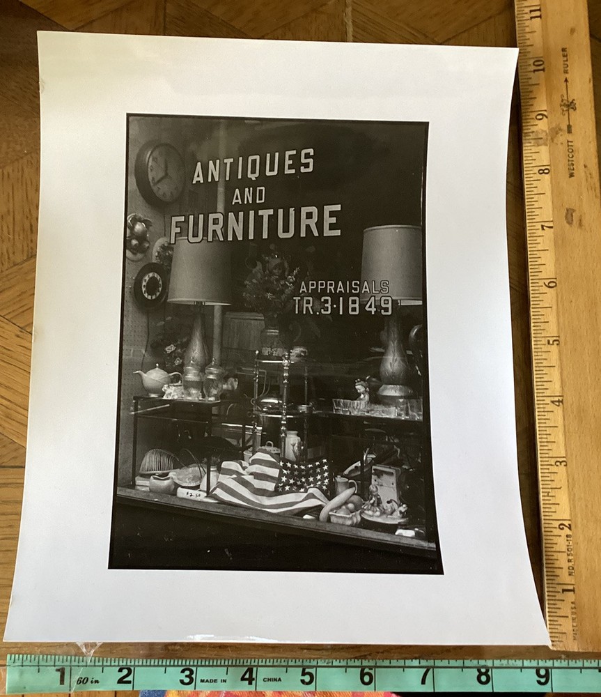 Vintage 1970s NYC Antique Furniture Store Window Scene Original Photo