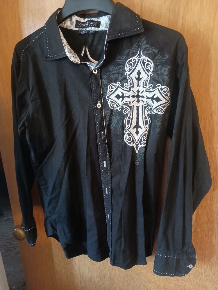 Victorious Blue Long Sleeve Button Shirt with Flip Cuffs