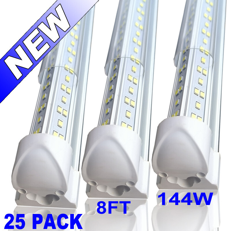 25-PC T8 8ft LED Tube Lights 144W 8Foot LED Shop Garage Warehouse Light Fixture